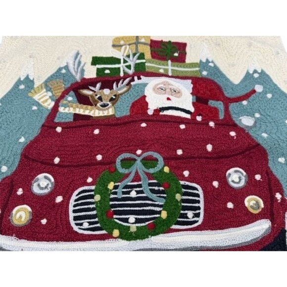 NWT Holiday Road Trip Santa Pillow Cover by Pottery Barn 18" X 18" Cotton - Picture 5 of 6